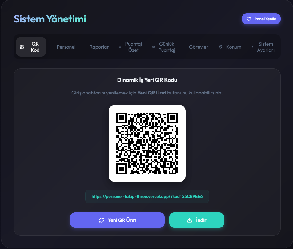 Kaysteam Personel Takip Sistemi Ekranı